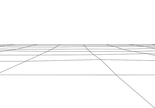 Vektor perspektiv rutnät. Abstrakt mesh-bakgrund. Månghörniga berg. 80s retro sci-fi bakgrund. Vektor illustration. — Stock vektor