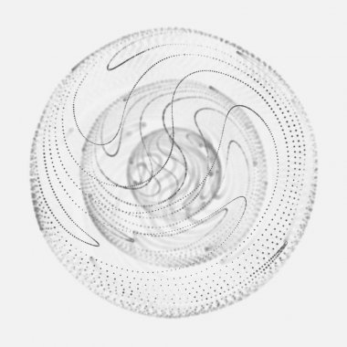 Soyut 3D küre. Bükülme çizgileri olan küre. Logo tasarımını büken parlak çizgiler. Dış uzay nesnesi. Gelecekçi teknoloji tarzı. Küre parçacıkları. 3d oluşturma.