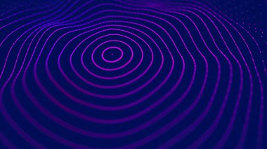 3 boyutlu dalga. Parçacık dalgası. Soyut dijital parçacıkların parladığı üç boyutlu arka plan. Veri teknolojisi çizimi. Büyük veri görselleştirmesi. 3d oluşturma.