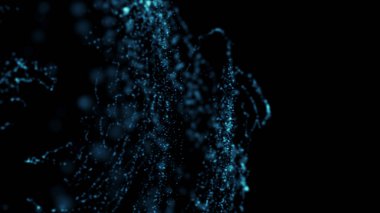 3 boyutlu dalga. Parçacık dalgası. Soyut Mavi Geometrik Arkaplan. Büyük veri görselleştirmesi. Veri teknolojisi soyut gelecek çizimi. 3d oluşturma.