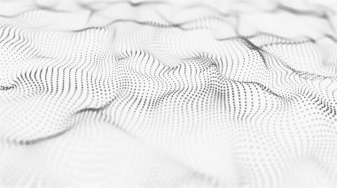 3 boyutlu dalga. Parçacık dalgası. Soyut Mavi Geometrik Arkaplan. Büyük veri görselleştirmesi. Veri teknolojisi soyut gelecek çizimi. 3d oluşturma.