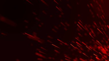 Yangın arka plan kıvılcımları. Kıvılcımlar saçar. Uçan kıvılcımlar. Bulanık parlak ışık. 3B görüntüleme