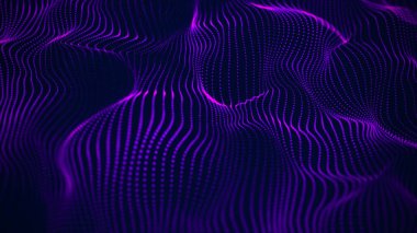 3 boyutlu dalga. Parçacık dalgası. Soyut Mavi Geometrik Arkaplan. Büyük veri görselleştirmesi. Veri teknolojisi soyut gelecek çizimi. 3d oluşturma.