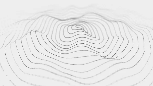 Хвиля 3d. Хвиля частинок. 3D-світло-абстрактний фон цифрових частинок. Ілюстрація технологій даних. Велика візуалізація даних. 3D візуалізація . — стокове фото