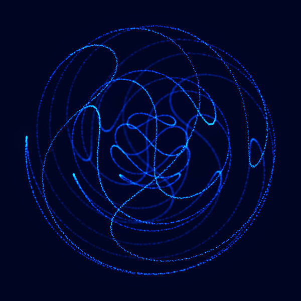 Абстрактная 3d сфера. Сфера с поворотными линиями. Светящиеся линии, скручивающие дизайн логотипа. Объект космоса. Футуристический стиль технологии. Частицы сферы. 3d-рендеринг.