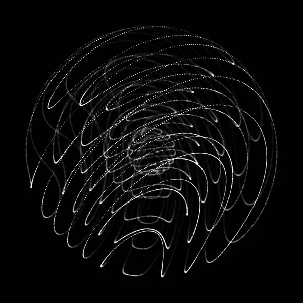 Абстрактная 3d сфера. Сфера с поворотными линиями. Светящиеся линии, скручивающие дизайн логотипа. Объект космоса. Футуристический стиль технологии. Частицы сферы. 3d-рендеринг. — стоковое фото