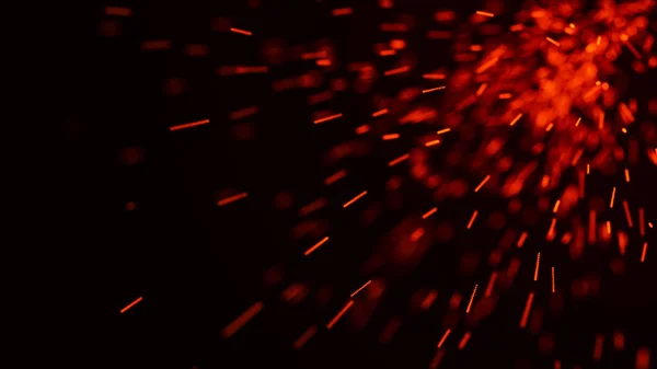 Fire sparks background. Burning red sparks. Fire flying sparks. Blurred bright light. 3D rendering — Stock Photo, Image