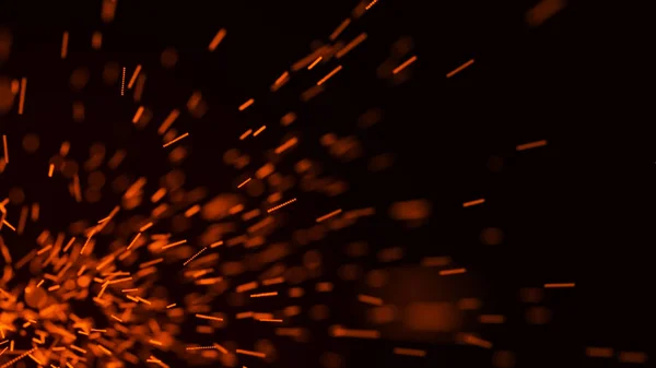 Fire sparks background. Burning red sparks. Fire flying sparks. Blurred bright light. 3D rendering