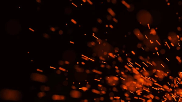 Fire sparks background. Burning red sparks. Fire flying sparks. Blurred bright light. 3D rendering — Stock Photo, Image