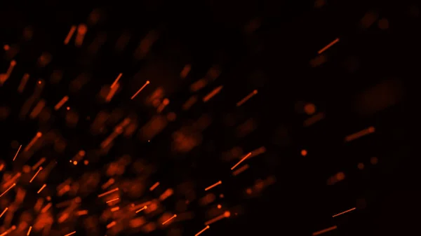 Φωτιά σπινθήρες φόντο. Καίει κόκκινες σπίθες. Φωτιά που πετάει σπίθες. Θολωμένο έντονο φως. 3D απόδοση — Φωτογραφία Αρχείου