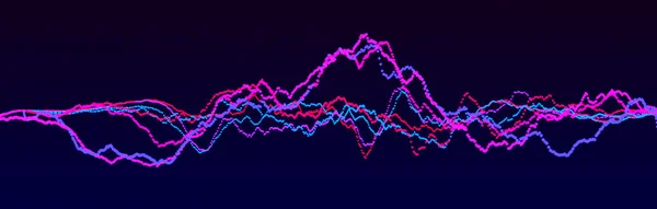 Schallwellenelement. Abstrakter blauer digitaler Equalizer. Visualisierung von Big Data. Dynamischer Lichtfluss. 3D-Darstellung. — Stockfoto