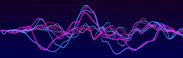 Ses dalgası elemanı. Soyut mavi dijital eşitleyici. Büyük veri görselleştirmesi. Dinamik ışık akışı. 3d oluşturma. — Stok fotoğraf