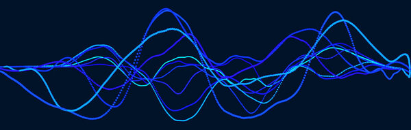 Sound wave element. Abstract blue digital equalizer. Big data visualization. Dynamic light flow. 3d rendering.