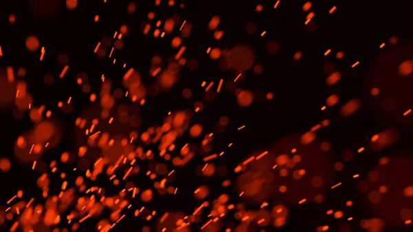 Fire sparks background. Burning red sparks. Fire flying sparks. Blurred bright light. 3D rendering