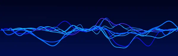 Sound wave element. Abstract blue digital equalizer. Big data visualization. Dynamic light flow. 3d rendering. — Stock Photo, Image
