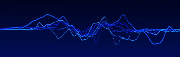 Elemento onda sonora. Equilibratore digitale blu astratto. Visualizzazione dei big data. Flusso di luce dinamico. rendering 3d. — Foto Stock