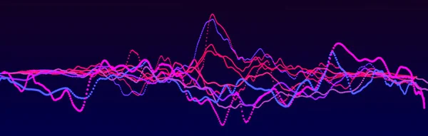 Sound wave element. Abstract blue digital equalizer. Big data visualization. Dynamic light flow. 3d rendering. — Stock Photo, Image