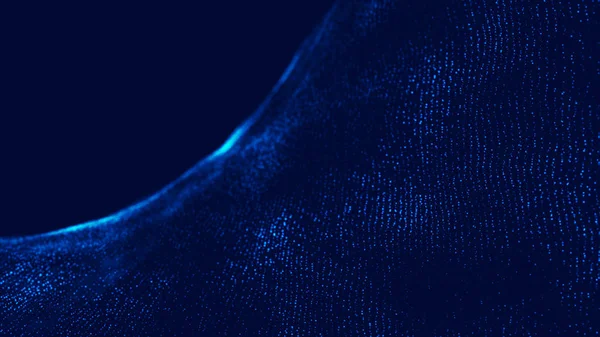 Vlna 3d. Vlna částic. Abstraktní modré geometrické pozadí. Velká vizualizace dat. Abstraktní futuristická ilustrace datové technologie. 3D vykreslování. — Stock fotografie