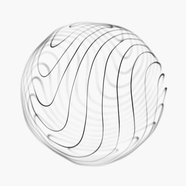 Абстрактна 3d сфера. Сфера з поворотними лініями. Світлові лінії скручують дизайн логотипу. Зовнішній об'єкт простору. Футуристичний стиль технології. Частинки сфери. 3D візуалізація . — стокове фото