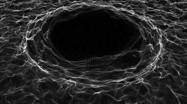 Uzay-zaman portalı. Solucan deliğini özetle. Geleceğin 3D portalı. Kozmik solucan deliği. Huni şeklinde bir tünel. Spiral Teknoloji. 3d oluşturma.