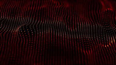 3 boyutlu dalga. Parçacık dalgası. Soyut Mavi Geometrik Arkaplan. Büyük veri görselleştirmesi. Veri teknolojisi soyut gelecek çizimi. 3d oluşturma.