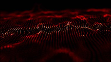 3 boyutlu dalga. Parçacık dalgası. Soyut Mavi Geometrik Arkaplan. Büyük veri görselleştirmesi. Veri teknolojisi soyut gelecek çizimi. 3d oluşturma.