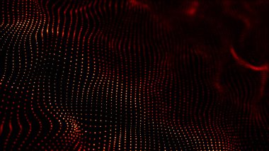 3 boyutlu dalga. Parçacık dalgası. Soyut Mavi Geometrik Arkaplan. Büyük veri görselleştirmesi. Veri teknolojisi soyut gelecek çizimi. 3d oluşturma.