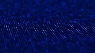 Yarı ton deseni. Mavi kompozisyon. Aksaklık arka plan. Degrade tasarım arka planı. Soyut noktalı arka plan. Bulanık noktalar. 3d render.