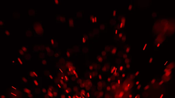 伊里斯火花的背景。燃烧的红色火花。火焰飞舞的火花。模糊的亮光。3d 渲染 - — 图库照片