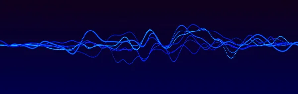 Schallwellenelement. Abstrakter blauer digitaler Equalizer. Visualisierung von Big Data. Dynamischer Lichtfluss. 3D-Darstellung. — Stockfoto