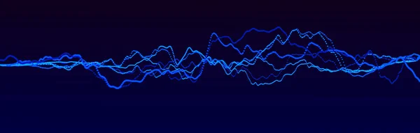 Schallwellenelement. Abstrakter blauer digitaler Equalizer. Visualisierung von Big Data. Dynamischer Lichtfluss. 3D-Darstellung. — Stockfoto