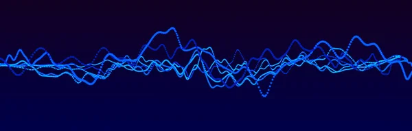 Sound wave element. Abstract blue digital equalizer. Big data visualization. Dynamic light flow. 3d rendering. — Stock Photo, Image