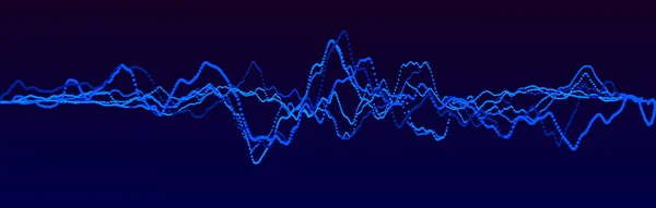 Schallwellenelement. Abstrakter blauer digitaler Equalizer. Visualisierung von Big Data. Dynamischer Lichtfluss. 3D-Darstellung. — Stockfoto