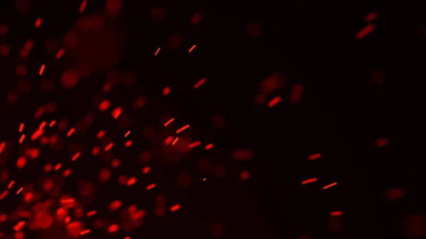 火苗的背景。燃烧着红色的火花。火光闪耀。模糊的明亮的光。3D渲染 — 图库照片