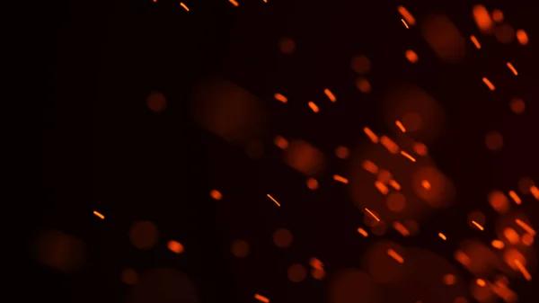 火苗的背景。燃烧着红色的火花。火光闪耀。模糊的明亮的光。3D渲染 — 图库照片