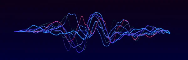 Елемент звукової хвилі. Абстрактний синій цифровий еквалайзер. Велика візуалізація даних. Динамічний потік світла. 3D візуалізація . — стокове фото