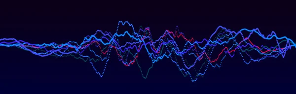 Schallwellenelement. Abstrakter blauer digitaler Equalizer. Visualisierung von Big Data. Dynamischer Lichtfluss. 3D-Darstellung. — Stockfoto