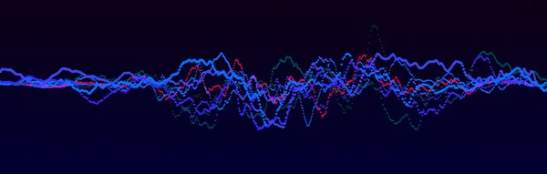 Schallwellenelement. Abstrakter blauer digitaler Equalizer. Visualisierung von Big Data. Dynamischer Lichtfluss. 3D-Darstellung. — Stockfoto