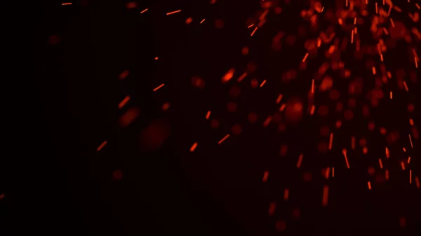 Fire sparks background. Burning red sparks. Fire flying sparks. Blurred bright light. 3D rendering