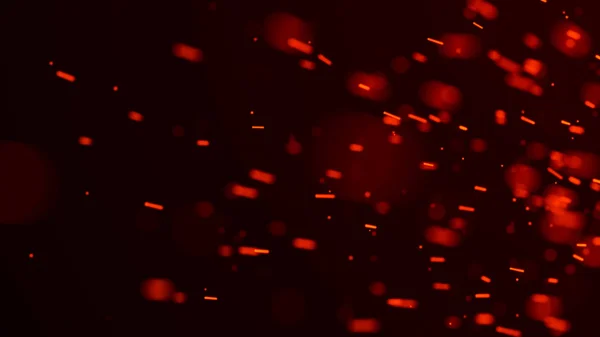 炎が背景を照らす。赤い火花を燃やす。火が飛ぶ火花。鮮やかな明るい光。3Dレンダリング — ストック写真