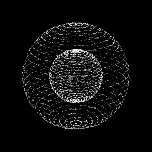 Abstracte 3D-bol gemaakt van punten. Futuristische technologie stijl. Bol deeltjes. Achtergrond vector. Plexus effect. — Stockvector