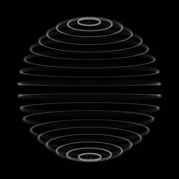 抽象 3d 球体由点组成。未来科技风格。球形粒子。背景。普莱克斯效果。3d 渲染. — 图库照片