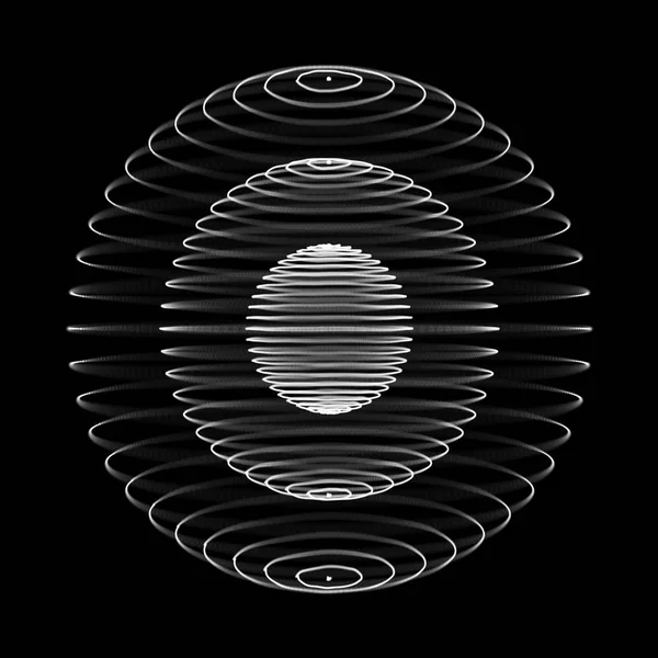 Abstrakcyjna sfera 3D wykonana z punktów. Futurystyczny styl technologiczny. Cząstki sferyczne. Tle. Efekt splotu. Renderowanie 3D. — Zdjęcie stockowe