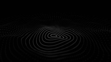 Dalga 3d. 3d siyah soyut arka plan. Dinamik bir dalga ile soyut arka plan. Büyük veri görselleştirmesi. 3d render.