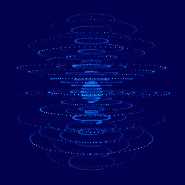 ทรงกลม 3 มิติสีน้ําเงินนามธรรมทําจากจุด สไตล์เทคโนโลยีในอนาคต อนุภาคทรงกลม ผลกระทบเพล็กซัส การแสดงผล 3D . — ภาพถ่ายสต็อก