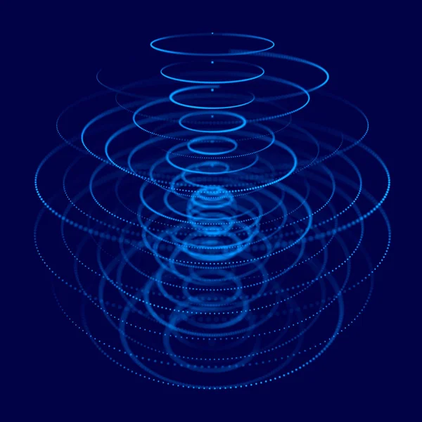 Sphère 3d bleu abstrait faite de points. Style technologique futuriste. Des particules de sphères. Effet plexus. Rendu 3d. — Photo