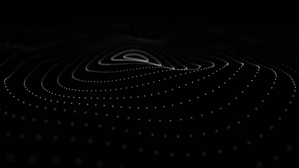 Onda 3d. 3D fundo abstrato preto. Fundo abstrato com uma onda dinâmica. Visualização de Big Data. Renderização 3d . — Fotografia de Stock