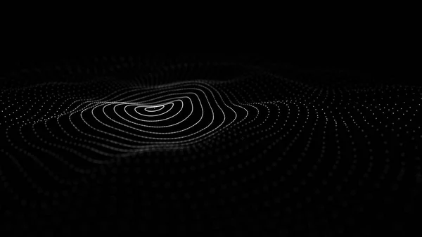 Ola 3d. Fondo abstracto negro 3D. Fondo abstracto con una onda dinámica. Visualización de macrodatos. renderizado 3d . — Foto de Stock