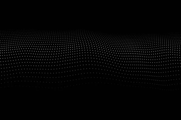 Wave 3D. Golf van deeltjes. Futuristische punt Wave. Ontwerp voor poster. Big data. Vector illustratie. — Stockvector