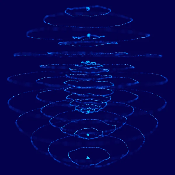 Noktalardan oluşan soyut mavi 3D küre. Gelecekçi teknoloji tarzı. Küre parçacıkları. Pleksus etkisi. 3d oluşturma. — Stok fotoğraf